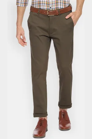 V Dot Men Brown Slim Fit Solid Regular Trousers