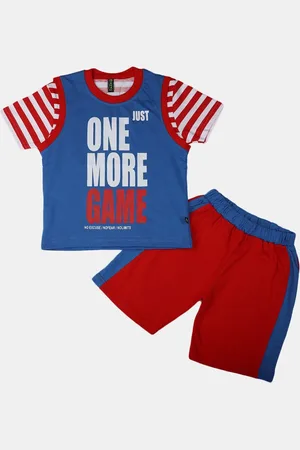 V-Mart Boys Printed Pure Cotton T-shirt with Shorts