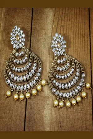 I Jewels Gold-Toned & Yellow Classic Chandbalis Earrings