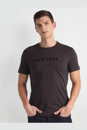 Arrow Round Neck Short Sleeves Typography Printed T-shirt