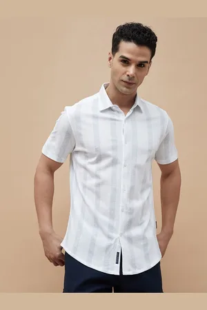 Lifestyle Men Slim Fit Grid Tattersall Checks Opaque Striped Casual Shirt