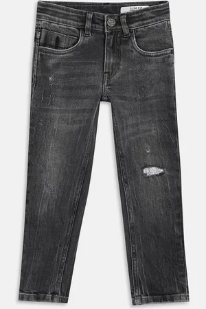 Blue Giraffe Boys Slim Fit Mildly Distressed Light Fade Stretchable Jeans