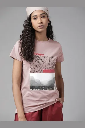 Roadster Women Pink Brand Logo Printed T-shirt
