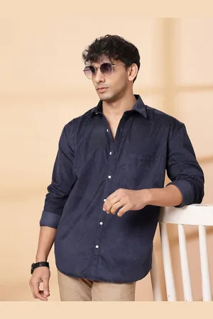 Rigo Men Spread Collar Textured Cotton Casual Shirt