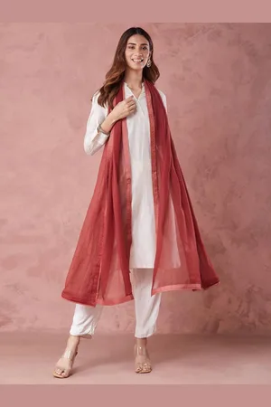Fabindia Red Cotton Silk Dupatta