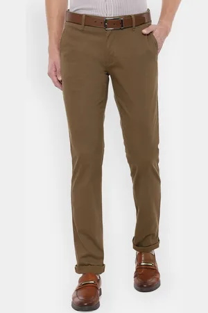 Louis Philippe Men Brown Slim Fit Cotton Trousers