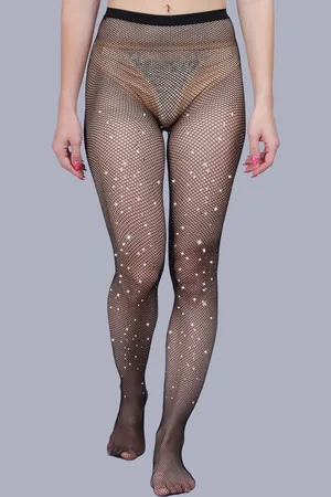 Color Style Diamond-Textured Semi Sheer Stockings