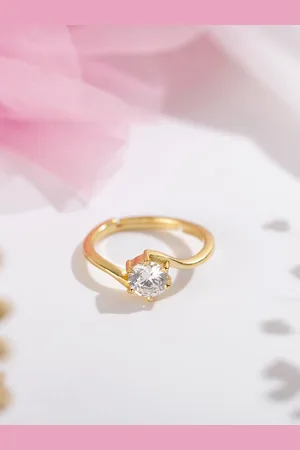 Zavya Women Gold-Plated CZ Studded 925 Pure Sterling Silver Finger Ring