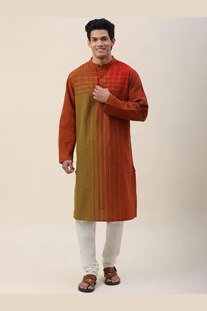 Fabindia Mandarin Collar Geometric Printed Cotton Kurta