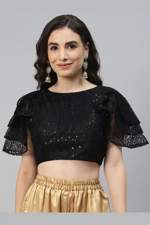 SHOPGARB Black Sequinned Net Saree Blouse