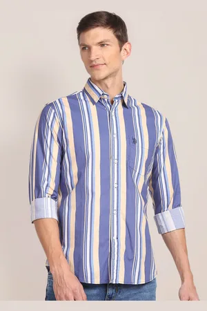 U.S. Polo Assn. U S Polo Assn Men Blue Striped Casual Shirt