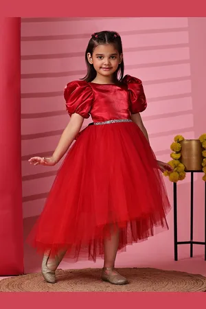 Toy Balloon Kids Girls Puff Sleeve Net Fit & Flare Dress