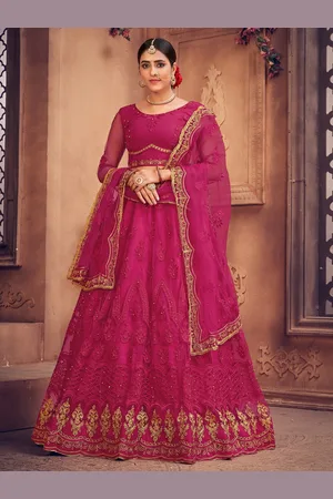 Atsevam Embroidered Thread Work Semi-Stitched Lehenga & Unstitched Blouse With Dupatta