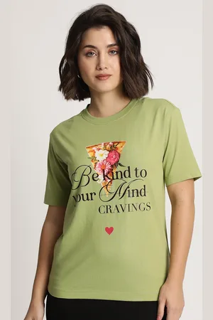 IVOC Women Typography Printed Applique T-shirt