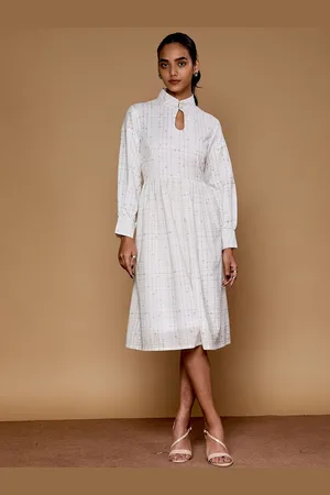 Saaki Tie-Up Neck A-Line Dress