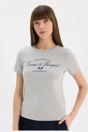 DeFacto Women Typography Printed Extended Sleeves T-shirt