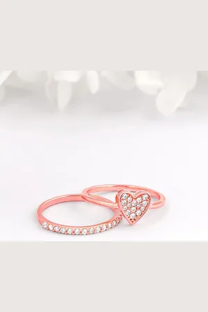 GIVA 925 Sterling Silver Rose Gold Plated CZ Studded Finger Ring