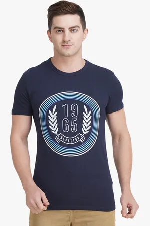 Benetton Men Navy Blue Printed T-shirt