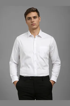 Louis Philippe Men Slim Fit Spread Collar Solid Cotton Formal Shirt