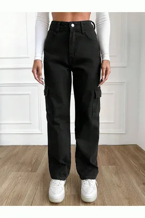 BAESD Women Comfort Regular Fit Mid-Rise Stretchable Cargo Jeans