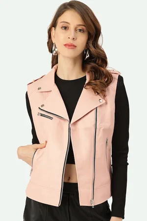 Leather Retail Women Pink Lightweight Outdoor Biker Jacket