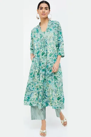 Lifestyle Printed Flared Sleeves Sequinned A-Line Kurta