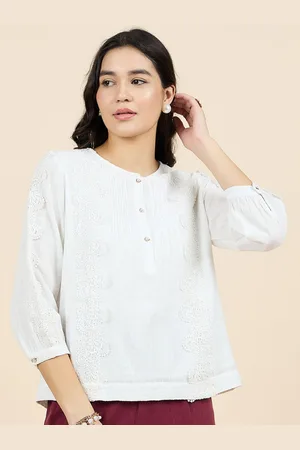 Gipsy Woman Solid Puff Sleeve Cotton Top