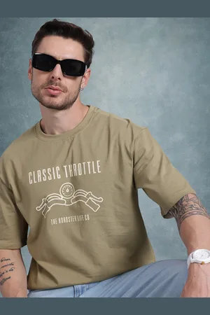 Roadster The Life Co. Men Typography Printed Pure Cotton Relaxed Fit T-shirt