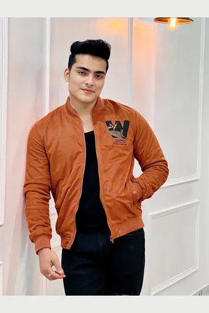 WROGN Men Orange Typography Embroidered Bomber Jacket