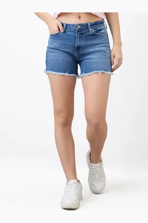 SPYKAR Women Washed Denim Shorts Technology