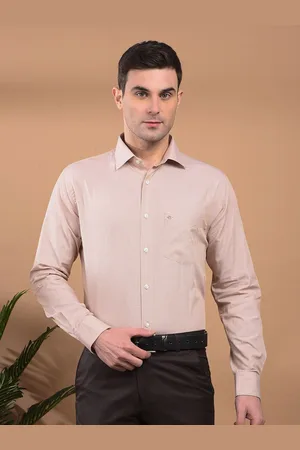 Cobb Men Spread Collar Solid Cotton Formal Shirt