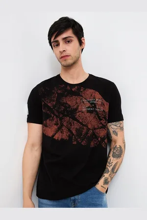 SPYKAR Men Abstract Printed Round Neck Cotton Slim Fit T-shirt