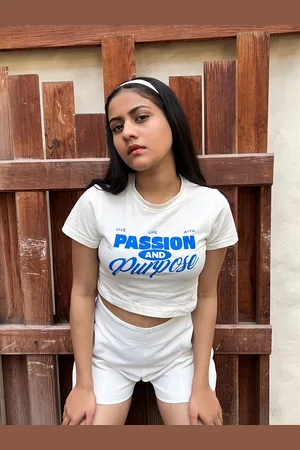 Stylecast Typography Printed Crop Top