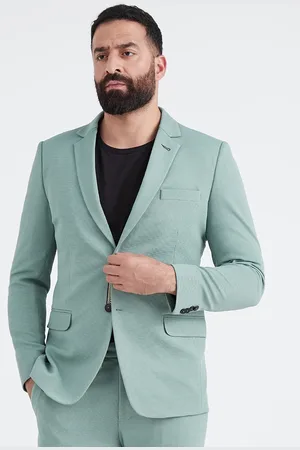 MR BUTTON Men Self Design Slim Fit Single-Breasted Casual Blazer