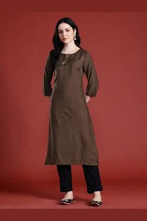 Anouk Tie-Up Neck Striped Kurta