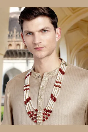 Peora Men Gold-Plated Beaded Necklace