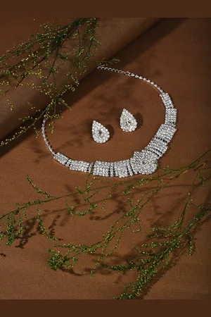 SOHI Silver-Plated Stone Studded Jewellery Set