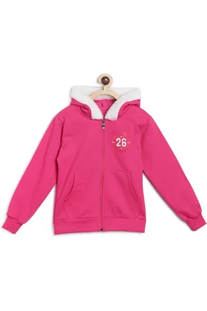 Fashionable Girls Typography Printed Hood Front-Open Sweatshirt