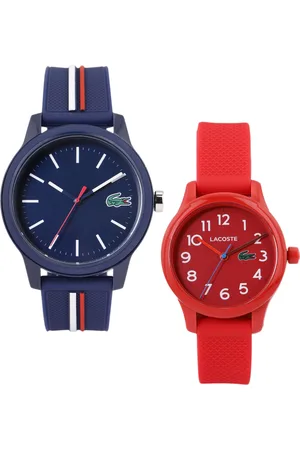 Lacoste Set of 2 His & Her L.12.12 Quartz Blue & Red Watches 2070016