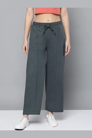 HARVARD Women Charcoal Grey Solid Flared Track Pants