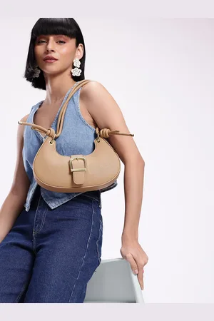Mast & Harbour Textured Half Moon Shoulder Bag With Buckle