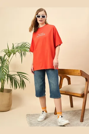 Mast & Harbour Women Printed Drop-Shoulder Sleeves T-shirt