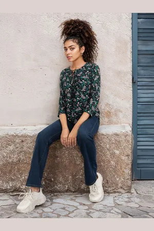 DressBerry Tropical Print A-Line Top