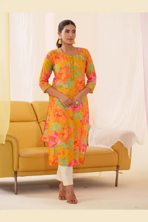 Sangria Floral Printed Straight Kurta