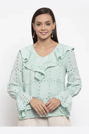 Gipsy Women Green Self Design Top