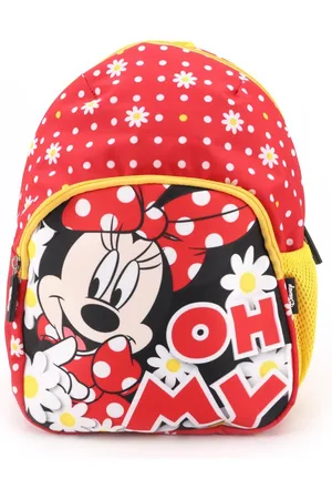 Disney Girls Red & Yellow Minnie Mouse Printed Backpack with Compression Straps