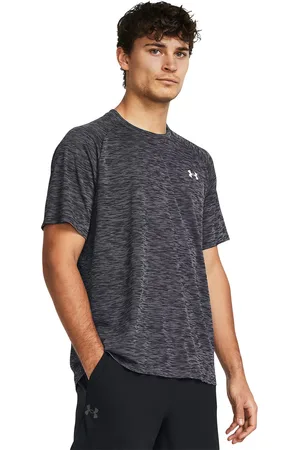 Under Armour Self-Striped Loose Fit Tech Training T-shirt with Brand Logo Print Detail
