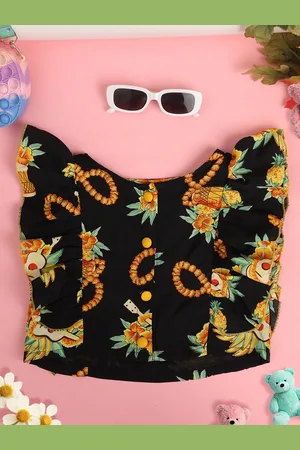Cutiekins Girls Floral Printed Ruffles Shirt Style Top