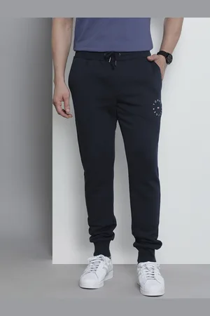 Tommy Hilfiger Men Navy-Blue Brand Logo Printed Regular Joggers