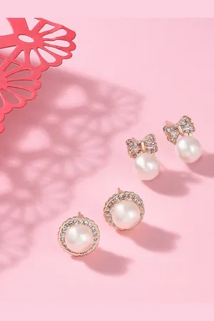 Ami Gold-Toned Set of 2 Contemporary Stud Earrings